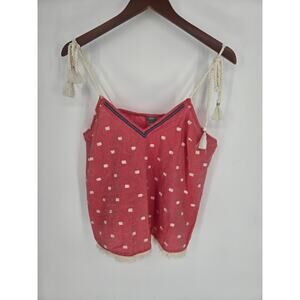 Aerie Salmon Beaded Rope Straps Cotton Tank Women's M